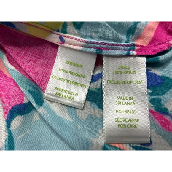 Lilly Pulitzer Blouse Womens XXS Pink Willa Artsy Colorful Rayon Tunic Light - Picture 9 of 9